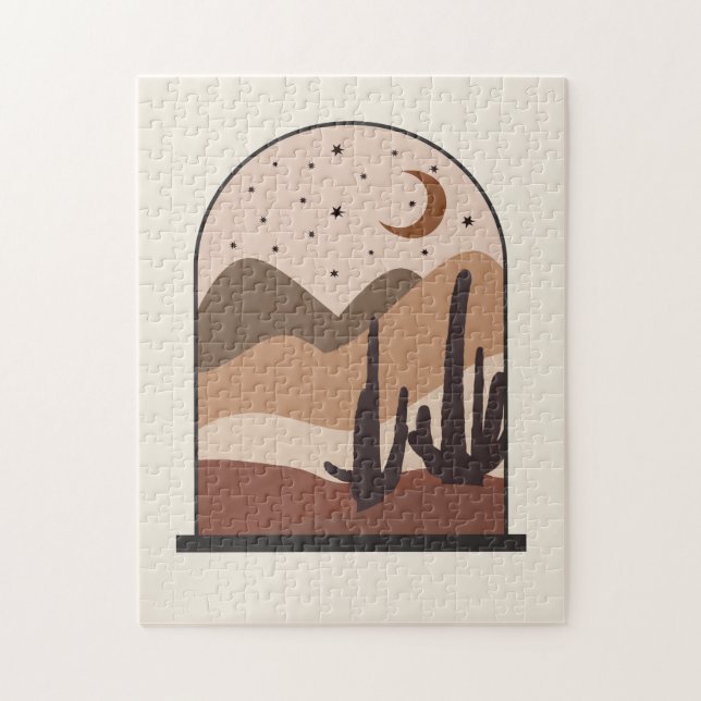 Desert Landscape, Arizona, Boho Abstract Art Jigsaw Puzzle (Vertical)