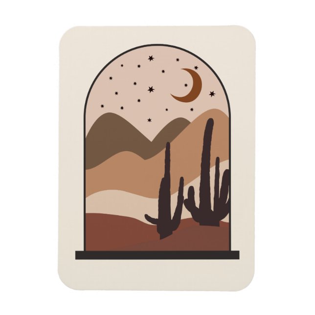 Desert Landscape, Arizona, Boho Abstract Art Magnet (Vertical)