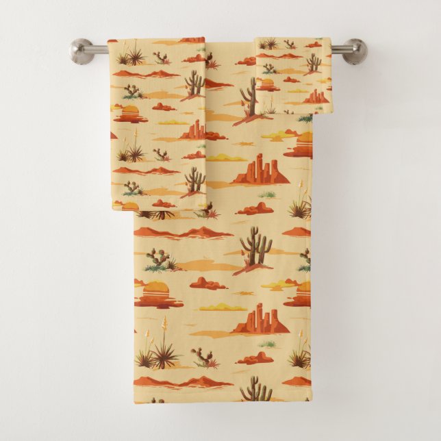 Desert Landscape Arizona Pattern Bath Towel Set (Insitu)