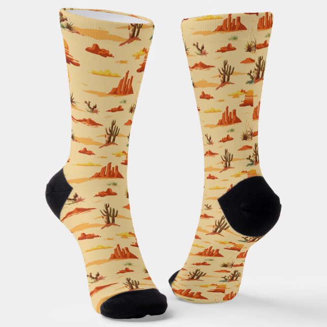 Desert Landscape Arizona Pattern Socks (Angled)