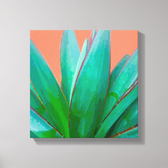 Desert Landscape Botanical Green Agave Canvas Print (Front)