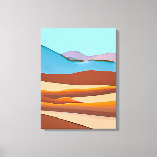 Desert Landscape in Rust Orange and Aqua     Canvas Print