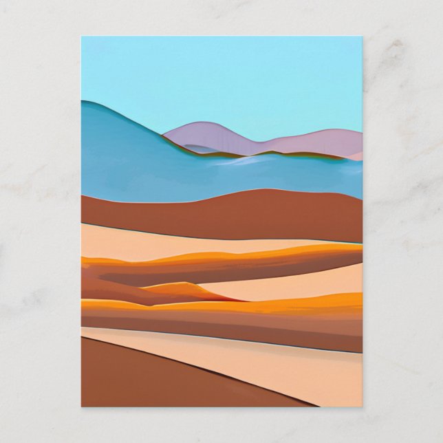 Desert Landscape in Rust Orange and Aqua    Postcard (Front)
