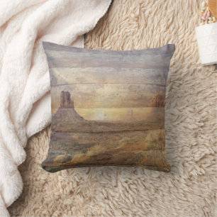Desert Landscape Monument Valley And Cloudy Sky Cushion