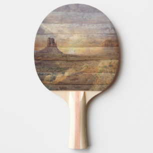 Desert Landscape Monument Valley And Cloudy Sky Ping Pong Paddle