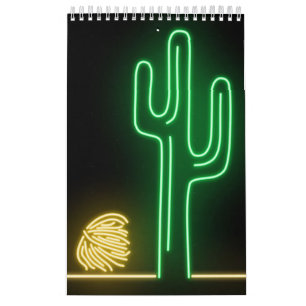 Desert Landscape Neon Sign Calendar
