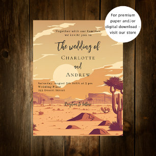Desert landscape retro budget wedding invitation flyer