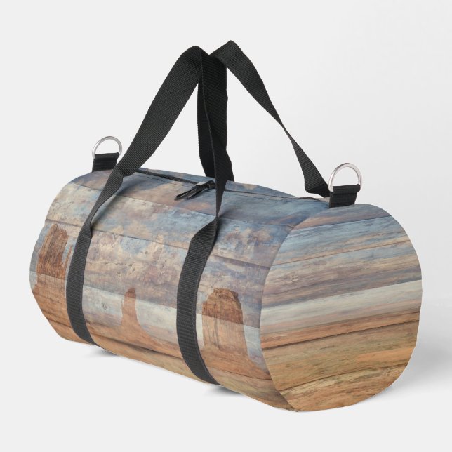 Desert Landscape Sandstone Buttes And Heavenly Sky Duffle Bag (Left Corner)