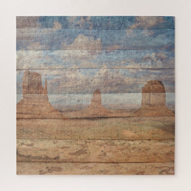 Desert Landscape Sandstone Buttes And Heavenly Sky Jigsaw Puzzle (Vertical)