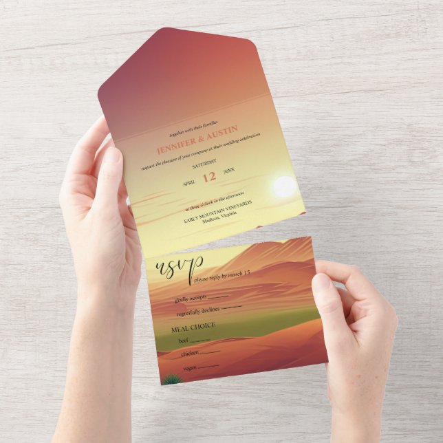  Desert Landscape Wedding All In One Invitation (Tearaway)