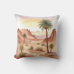 Desert Landscape with Date Palms Cushion