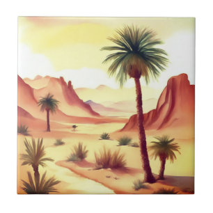 Desert Landscape with Date Palms Tile