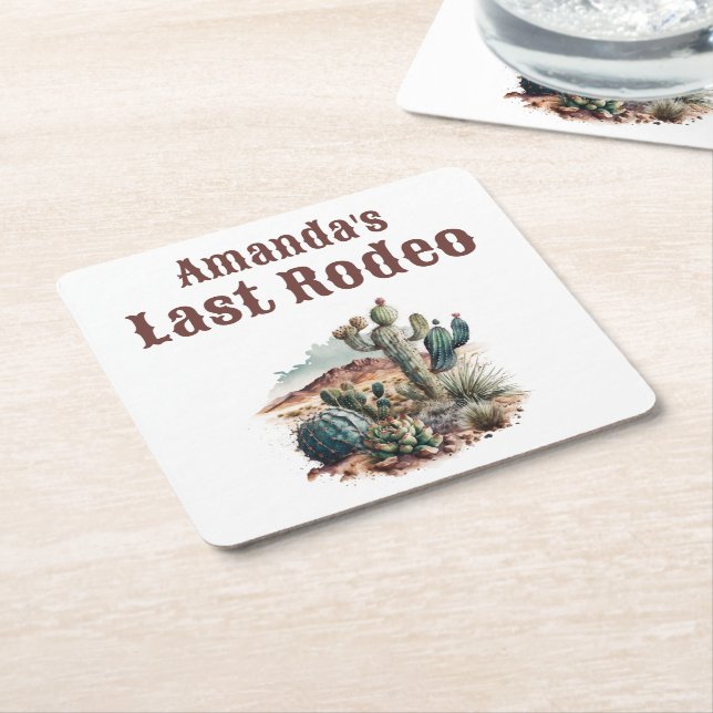 Desert Last Rodeo Scottsdale Bachelorette Weekend Square Paper Coaster (Angled)
