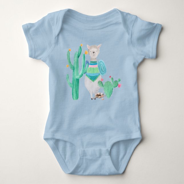 Desert LIama Cactus Flowers Nature Baby Bodysuit (Front)