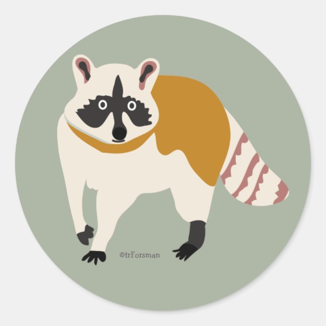 Desert Life racoon sticker for packages (Front)
