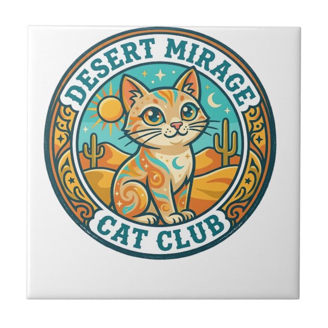 Desert Mirage Cat Cat Mum Gift Idea - Desert Mirag Tile (Front)