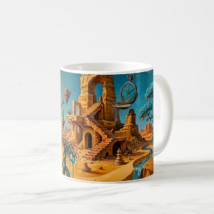 Desert Mirage Ochre Orange Teal Blue Coffee Mug