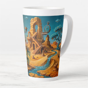 Desert Mirage Ochre Orange Teal Blue Latte Mug