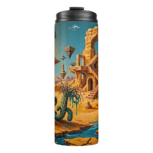 Desert Mirage Ochre Orange Teal Blue Thermal Tumbler