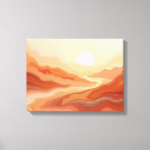 Desert Mirage – Warm Earth Fluid 16"x12" Abstract  Canvas Print