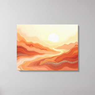 Desert Mirage – Warm Earth Fluid 24"x18" Abstract Canvas Print