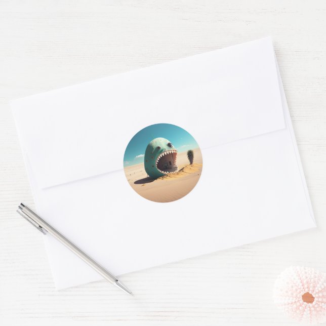 Desert monster house classic round sticker (Envelope)