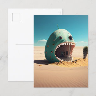 Desert monster house holiday postcard