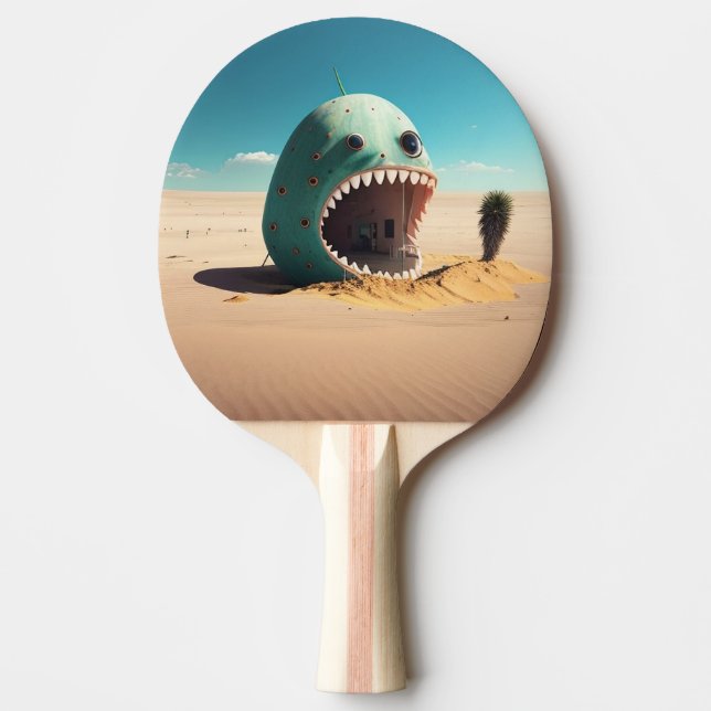 Desert monster house ping pong paddle (Front)