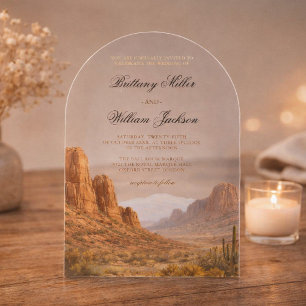 Desert Mountain Landscape Southwestern Wedding Acrylic Invitations