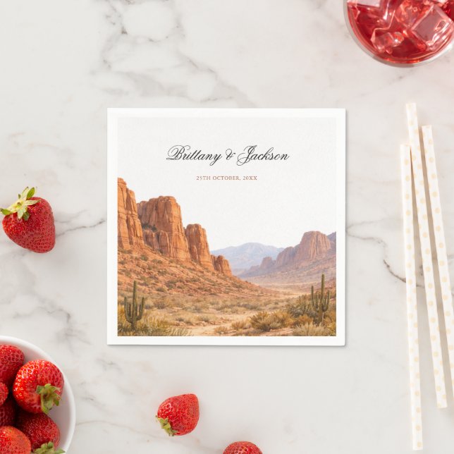 Desert Mountain Landscape Southwestern Wedding Napkin (Insitu)