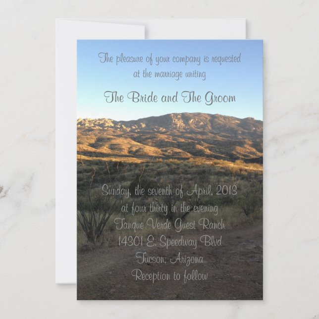 Desert Mountain Landscape wedding invitation (Front)