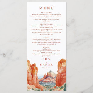 Desert Mountain Watercolor Destination Wedding Menu
