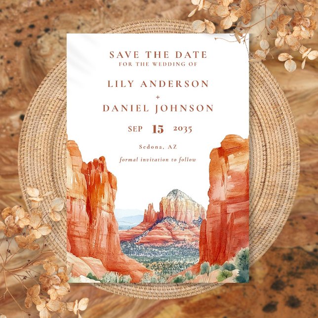 Desert Mountain Watercolor Destination Wedding Save The Date (Desert Mountain Watercolor Destination Wedding Save The Date)