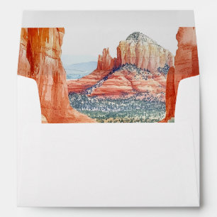 Desert Mountain Watercolor Wedding Return Address Envelope