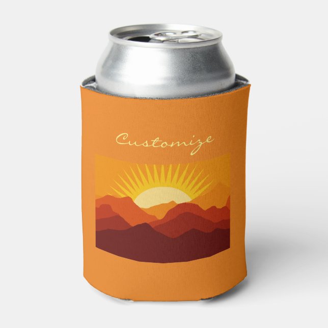 Desert Mountains Sunset Thunder_Cove Can Cooler (Can Front)