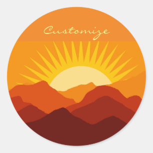 Desert Mountains Sunset Thunder_Cove Classic Round Sticker