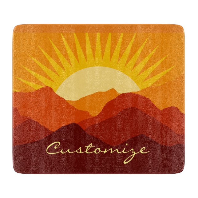 Desert Mountains Sunset Thunder_Cove Cutting Board (Front)