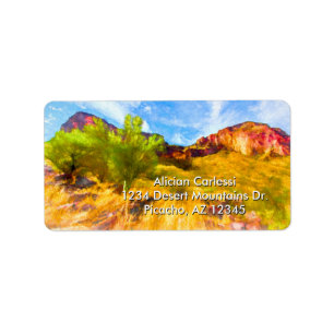 Desert Mountains Warm Colours Digital Painting Label