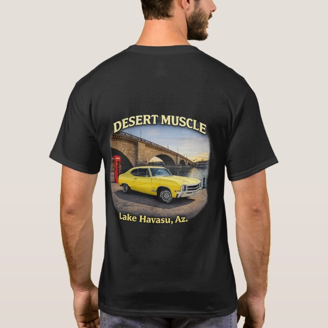 Desert Muscle Retro Car Design T-Shirt (Back)