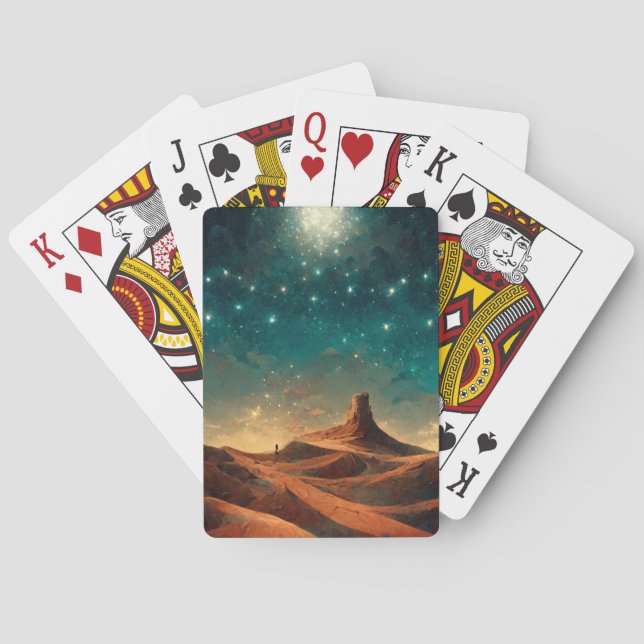 Desert Night Fantasy Landscape Sci-Fi Playing Cards (Back)