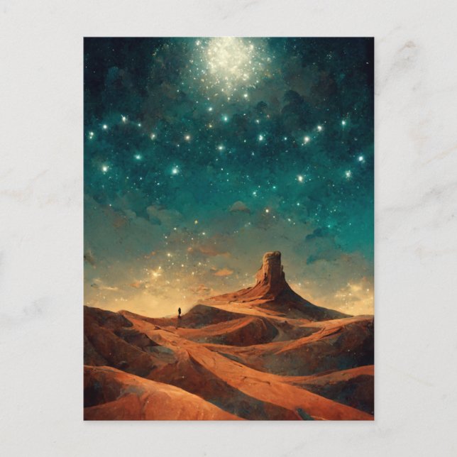 Desert Night Fantasy Landscape Sci-Fi Postcard (Front)
