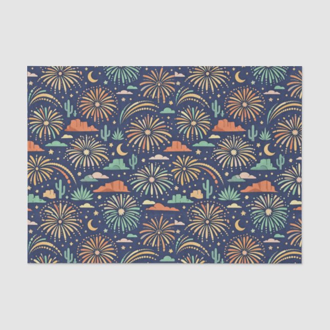 Desert Night Fireworks Celebration Pattern Tissue Paper (Front)