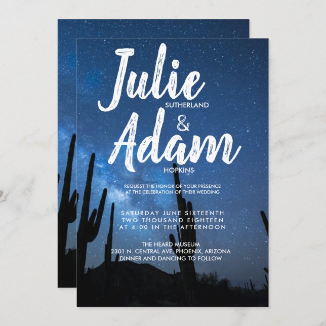 Desert Night Sky Wedding Invitation (Front/Back)