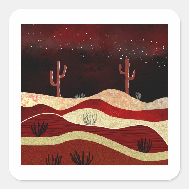 Desert Night Square Sticker (Front)