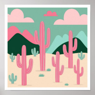 Desert Oasis: A Colourful Cactus Dream Poster