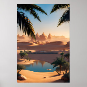 Desert oasis and Lake  Poster