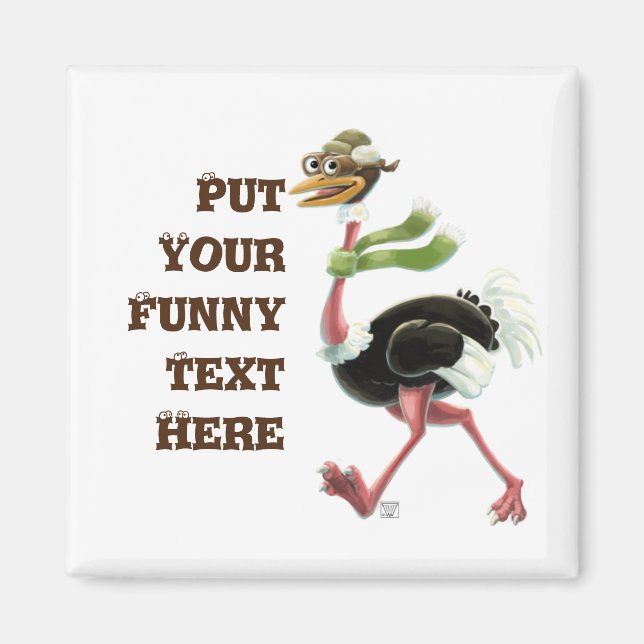 Desert Ostrich Runner Magnet (Front)