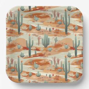 Desert Paper Plates, Cactus Party Supplies Plate
