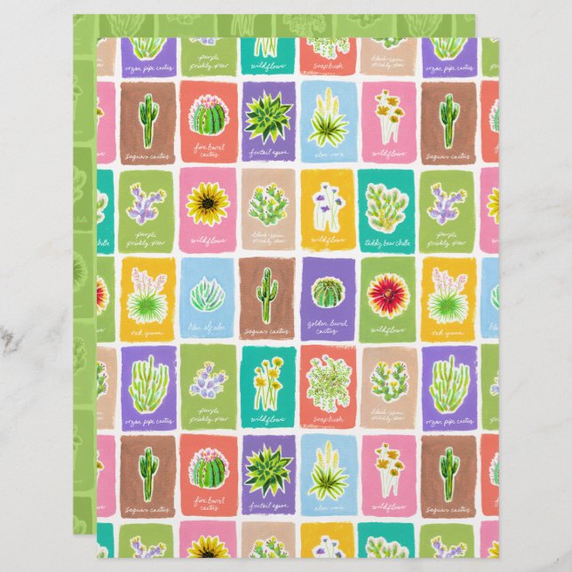 Desert Plants Scrapbook Paper (Front/Back)
