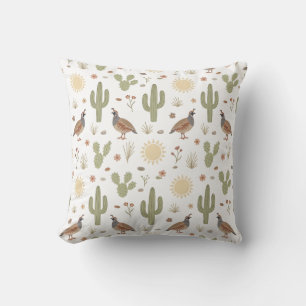 Desert Quail Soft Pastel Cactu Cushion